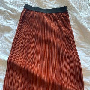 Rust Orange Pleated Skirt